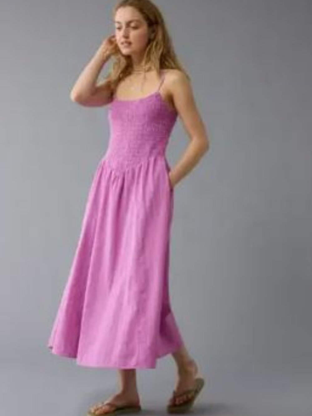 NWT Shirred Drop Waist midi dress